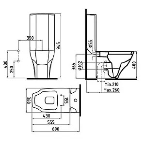 Унитаз-компакт с функцией биде Bien Fracture белый FRKK05601VP1W3000 Унитаз-компакт с функцией биде Bien Fracture белый FRKK05601VP1W3000, 2