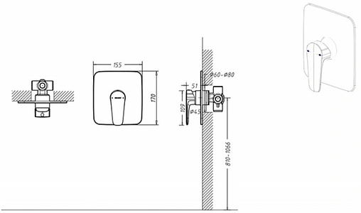 Смеситель для душа скрытого монтажа Bravat Source чёрный матовый PB8173218BW-ENG