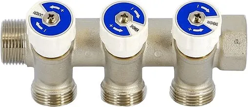 Коллектор регулирующий проходной 3 отвода ¾&quot;в/н x ¾&quot;ек Uni-fitt 400N3331