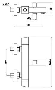 Смеситель для ванны Timo Tetra хром 0174Y Смеситель для ванны Timo Tetra хром 0174Y, 2