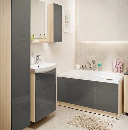 Тумба-умывальник Cersanit Smart 55 серый/ясень B-SU-SMA-CA55/Gr+S-UM-CAR55/1-w