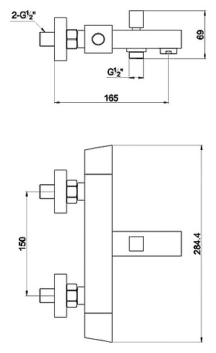 Смеситель для ванны Timo Tetra хром 0174Y