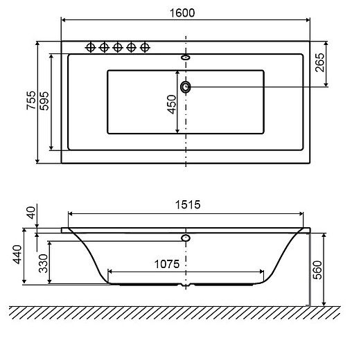 Ванна акриловая Excellent Pryzmat 160x75 WAEX.PRY16WH