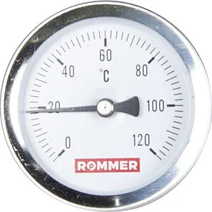 Термометр биметаллический Rommer 63мм 120°С гильза 50мм ½&quot; RIM-0001-635015, 1