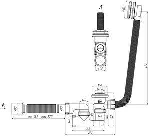 Слив-перелив для ванны Ани Пласт чёрный матовый EC255BL, 2