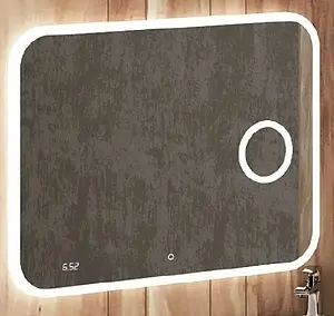 Зеркало с подсветкой Continent Bliss Led 80 с линзой, с часами белый ЗЛП429, 2