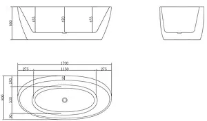 Ванна акриловая отдельностоящая BelBagno 170x80 BB404-1700-800 Ванна акриловая отдельностоящая BelBagno 170x80 BB404-1700-800, 2