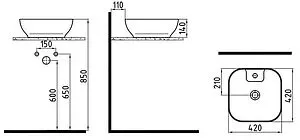 Раковина Bien Motto 42 белый MTLG04201FD1W5000 Раковина Bien Motto 42 белый MTLG04201FD1W5000, 2