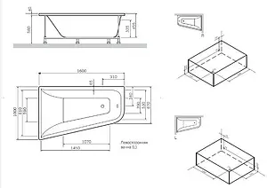 Ванна акриловая Am.Pm Spirit 160x100 L W72A-160L100W-A2 Ванна акриловая Am.Pm Spirit 160x100 L W72A-160L100W-A2, 2