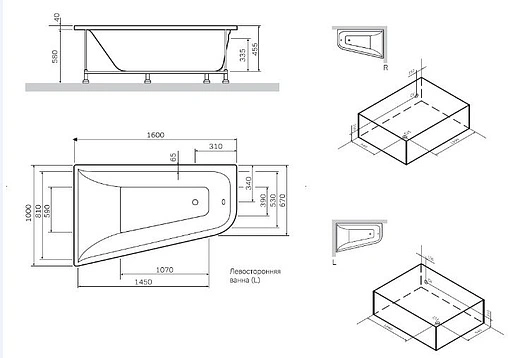 Ванна акриловая Am.Pm Spirit 160x100 L W72A-160L100W-A2