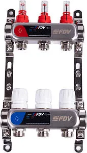 Группа коллекторная с расходомерами 3 отвода 1&quot;в/в x ¾&quot;ек FDV S1101A-1/3, 1