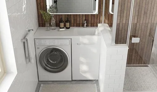 Тумба-умывальник напольная над стиральной машиной Raval Forte 110 R белый For.01.110.R/N/W+4627173210034