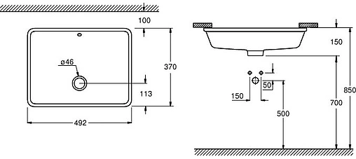 Раковина Grohe Cube Ceramic 50 белый 3948000H