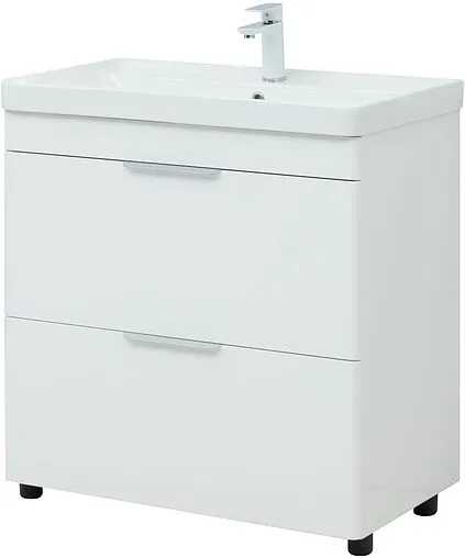 Тумба-умывальник напольная Aquanet Ирис new 80 белый глянец 00310154+