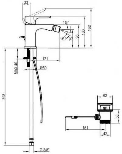 Смеситель для биде Villeroy&amp;Boch O.novo хром TVB10420111061