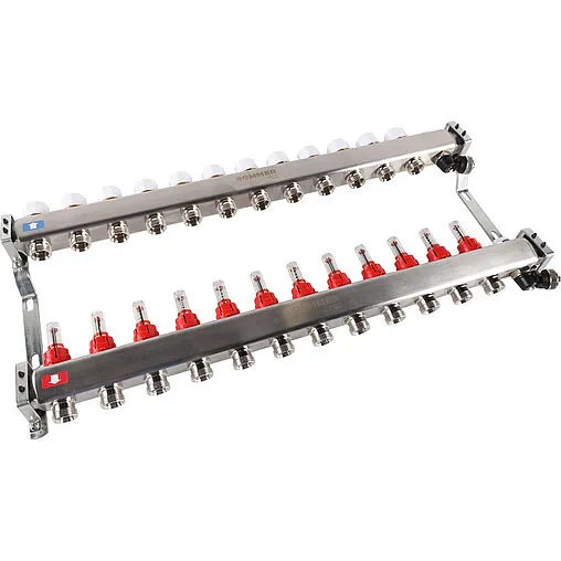 Группа коллекторная с расходомерами 12 отводов 1&quot;в/в x ¾&quot;ек Rommer RMS-1201-000012