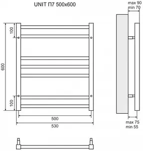 Полотенцесушитель водяной лесенка Lemark Unit П7 500x600 черный матовый LM45607BL Полотенцесушитель водяной лесенка Lemark Unit П7 500x600 черный матовый LM45607BL, 2