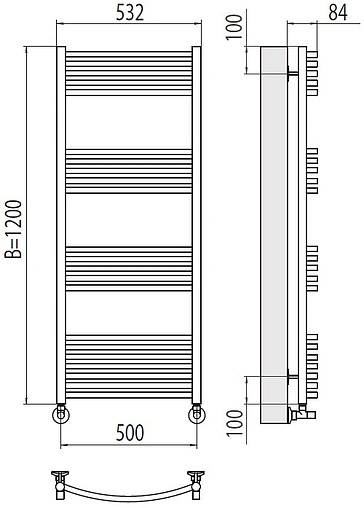 Полотенцесушитель водяной лесенка Terminus Классик П22 500х1200 полированная сталь 4670078529619