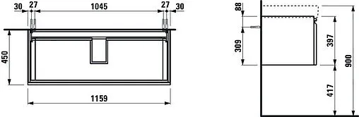 Тумба-умывальник подвесная Laufen PRO 120 белый матовый 4.8356.2.096.463.1+8.1496.5.000.104.1
