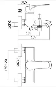 Смеситель для ванны Paffoni Lime хром LM022CR, 2