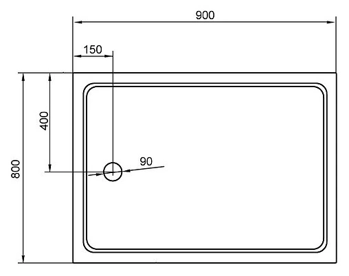 Поддон для душа Cezares Tray TRAY-A-AH-90/80-15-W