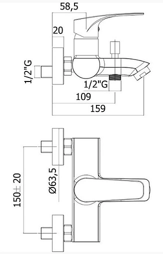 Смеситель для ванны Paffoni Lime хром LM022CR Смеситель для ванны Paffoni Lime хром LM022CR
