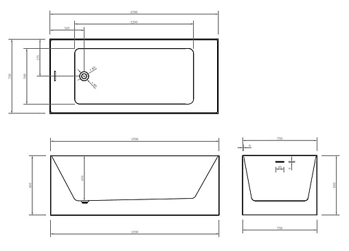 Ванна акриловая отдельностоящая Abber 170x75 AB9274-1.7 Ванна акриловая отдельностоящая Abber 170x75 AB9274-1.7