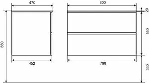 Тумба-умывальник подвесная Uperwood Barsa 80 дуб сонома/чёрный матовый 293020541, 2