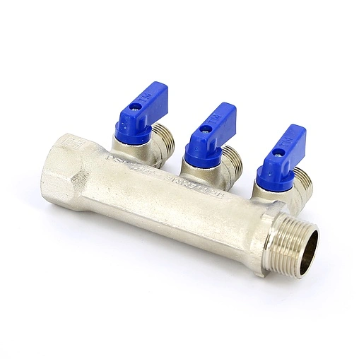Коллектор запорный проходной 3 отвода ¾&quot;в/н x ½&quot;к Tiemme NINO 1820003
