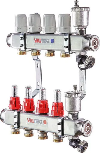 Группа коллекторная с расходомерами 12 отводов 1&quot;в/в x ¾&quot;ек Valtec VTc.586.EMNX.0612