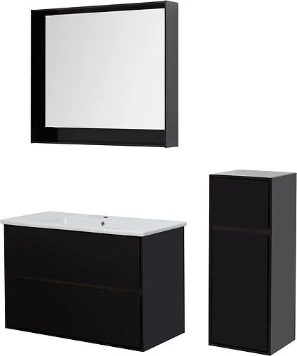 Тумба под умывальник подвесная Aquanet Милан 100 чёрный глянец 00269299