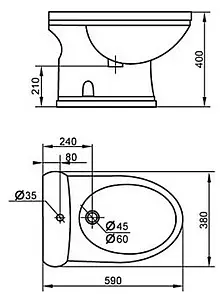 Биде напольное Cezares Primo белый CZR-621-T Биде напольное Cezares Primo белый CZR-621-T, 2