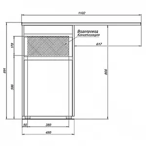 Тумба-умывальник напольная над стиральной машиной Aquanet Токио 110 R белый 00239289+00235498, 3