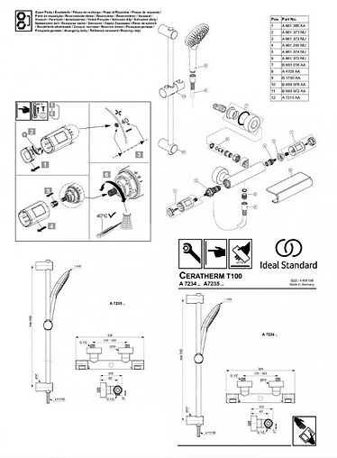Душевая стойка с термостатом Ideal Standard Ceratherm T100 хром A7234AA