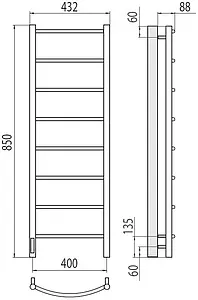 Полотенцесушитель электрический лесенка Terminus Классик П8 400х850 левый электро quick touch полированная сталь 4670078531353 Полотенцесушитель электрический лесенка Terminus Классик П8 400х850 левый электро quick touch полированная сталь 4670078531353, 2