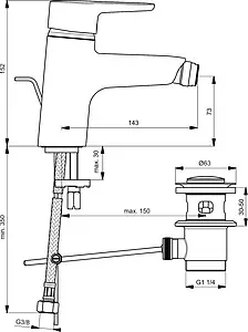 Смеситель для биде Ideal Standard Connect blue хром B9920AA, 2