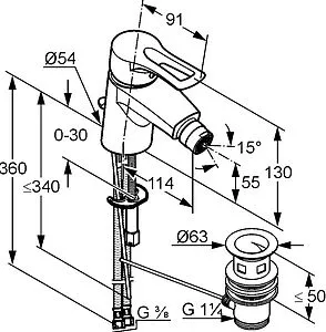 Смеситель для биде Kludi MX хром 332150562 Смеситель для биде Kludi MX хром 332150562, 2