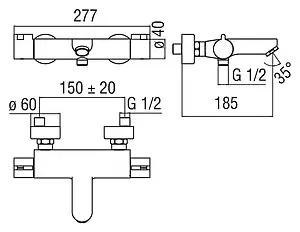 Термостат для ванны Nobili ABC хром AB87010/1CR, 2