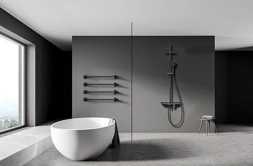 Душевая система со смесителем для ванны Lemark Tropic чёрный матовый LM7012BL