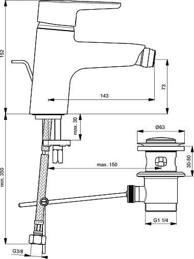 Смеситель для биде Ideal Standard Connect blue хром B9920AA Смеситель для биде Ideal Standard Connect blue хром B9920AA