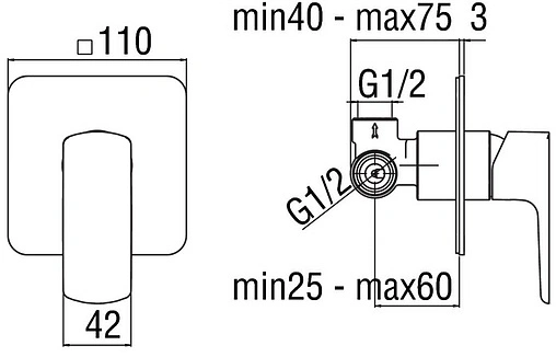 Смеситель для душа скрытого монтажа Nobili Acquaviva хром VV103108CR Смеситель для душа скрытого монтажа Nobili Acquaviva хром VV103108CR