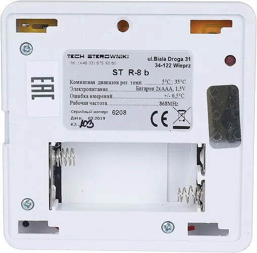 Беспроводной комнатный терморегулятор TECH ST-R-8b белый WG.11.0529