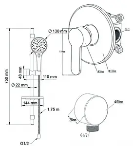 Смеситель для душа скрытого монтажа Swedbe Platta хром 5529, 2