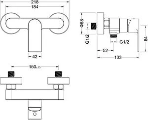 Смеситель для душа Aquatek Лира чёрный матовый AQ1460MB, 2