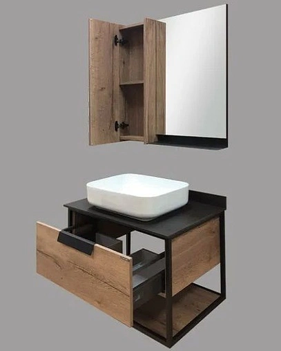 Шкаф-зеркало Comforty Кёльн 75 R дуб тёмный 00004149061CF