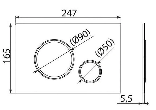 Клавиша смыва для унитаза AlcaPlast Thin M775 кнопки/белый глянцевый, кольца/золото