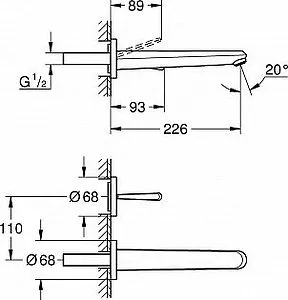 Смеситель для раковины из стены Grohe Eurodisc Joy хром 19969000 Смеситель для раковины из стены Grohe Eurodisc Joy хром 19969000, 2