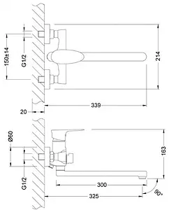 Смеситель для ванны с длинным изливом Lemark Nero хром LM0251C Смеситель для ванны с длинным изливом Lemark Nero хром LM0251C, 2