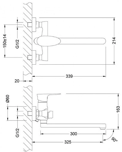 Смеситель для ванны с длинным изливом Lemark Nero хром LM0251C