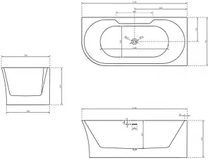Ванна акриловая Abber 170x78 R AB9335-1.7 R, 2